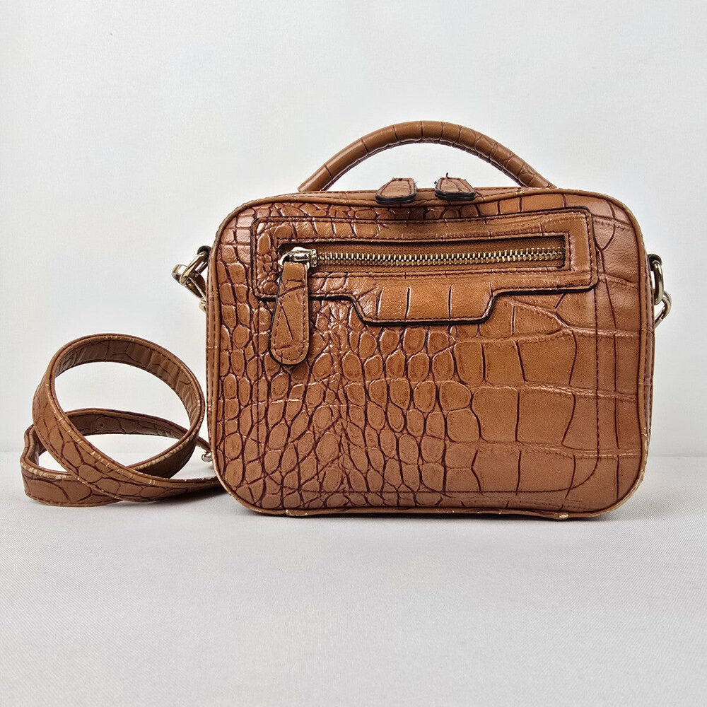Jeanne Lottie Brown Croc Print Purse